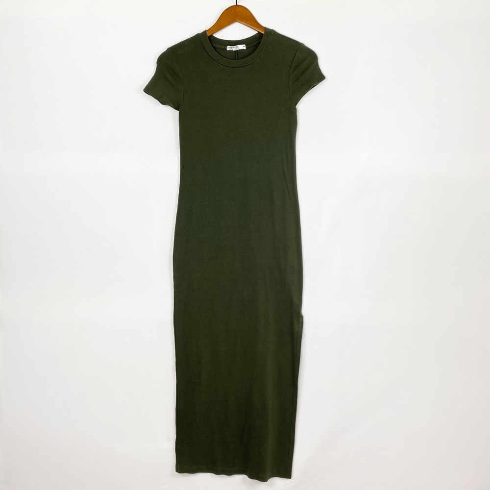 Stateside Alma‎ Tee Maxi Dress Size Xs Short Sleeve Forest Green Cotton Blend